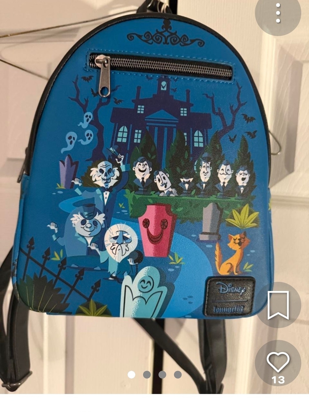Loungefly Blue Haunted Mansion Mini Backpack with Multicolor Character Art